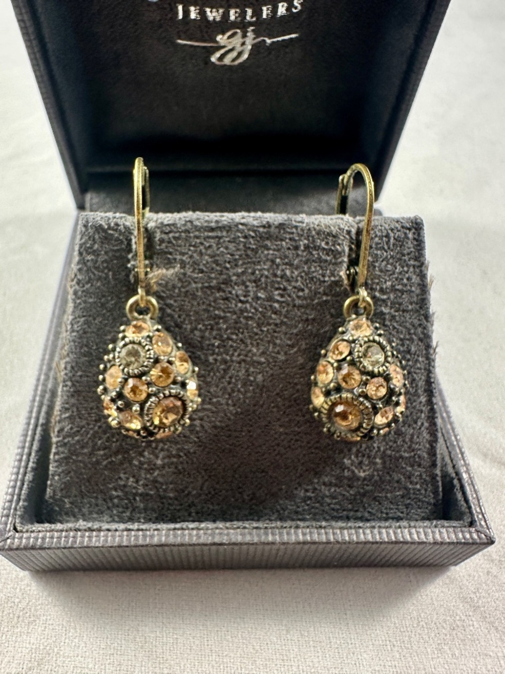 Lia Sophia Tranquility Champagne Crystal Teardrop Earrings
